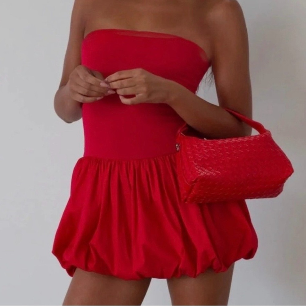 Kali Fashions Red Strapless Fitted Bodice Bubble Skirt Mini Dress
Party Size XL